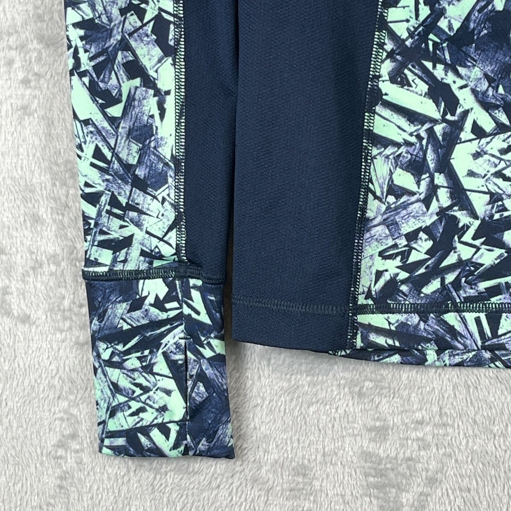 Tek Gear Womens XS DryTek 1/4 Zip Athletic Pullover Navy Mint Running Training - Picture 3 of 7